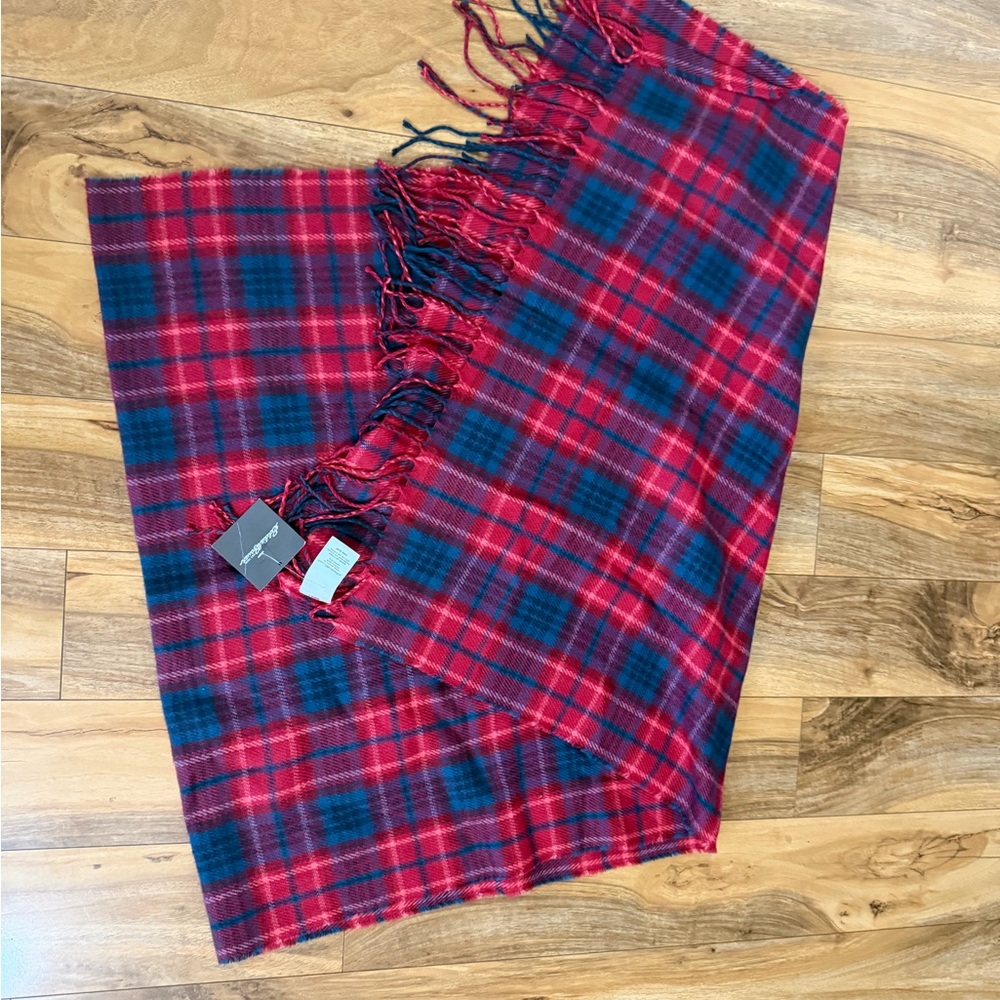 Eddie Bauer Pink and Blue Plaid Scarf